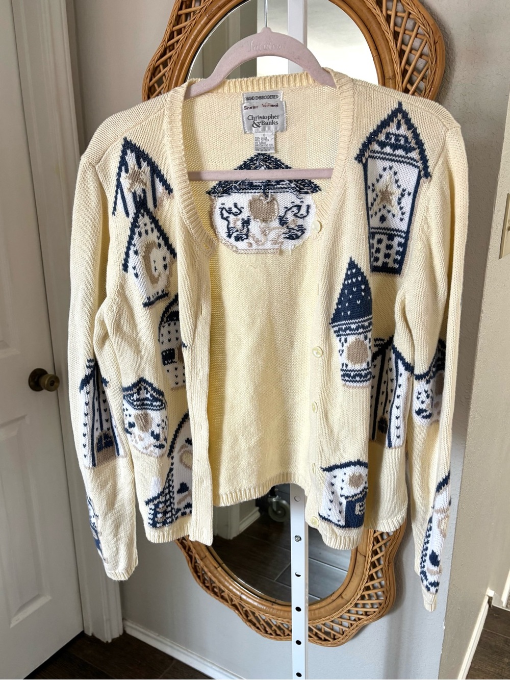 Christopher & Banks / Vintage Bird House Pattern Knit Sweater